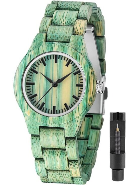 Accessories - Women's Green Analog Quartz Couples Colorful Bamboo Classic Design Wooden Watch